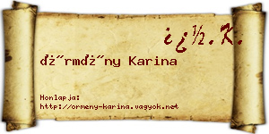 Örmény Karina névjegykártya